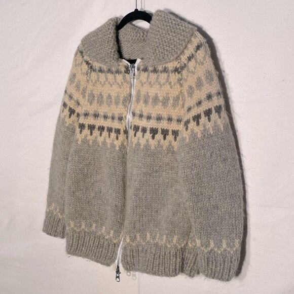 Vintage Genuine Cowichan Hand Knit Full Zip Fair Isle Wool Sweater M - Picture 16 of 16